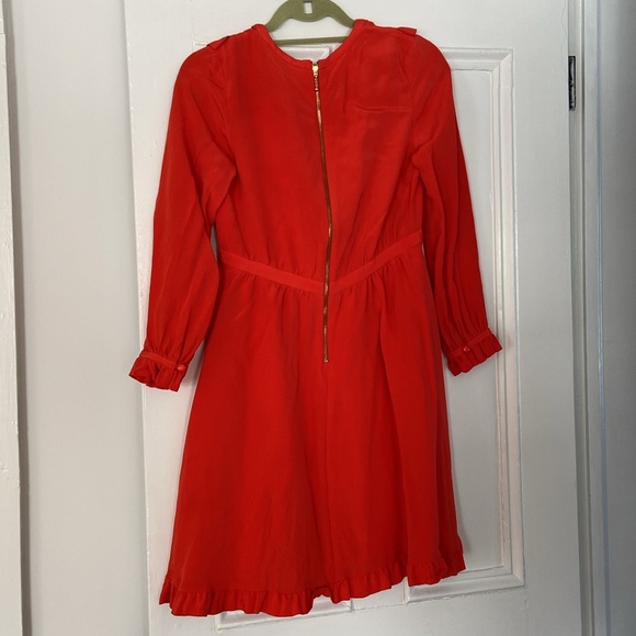 Red Silk Kate Spade Ruffle Dress - Picture 2 of 9